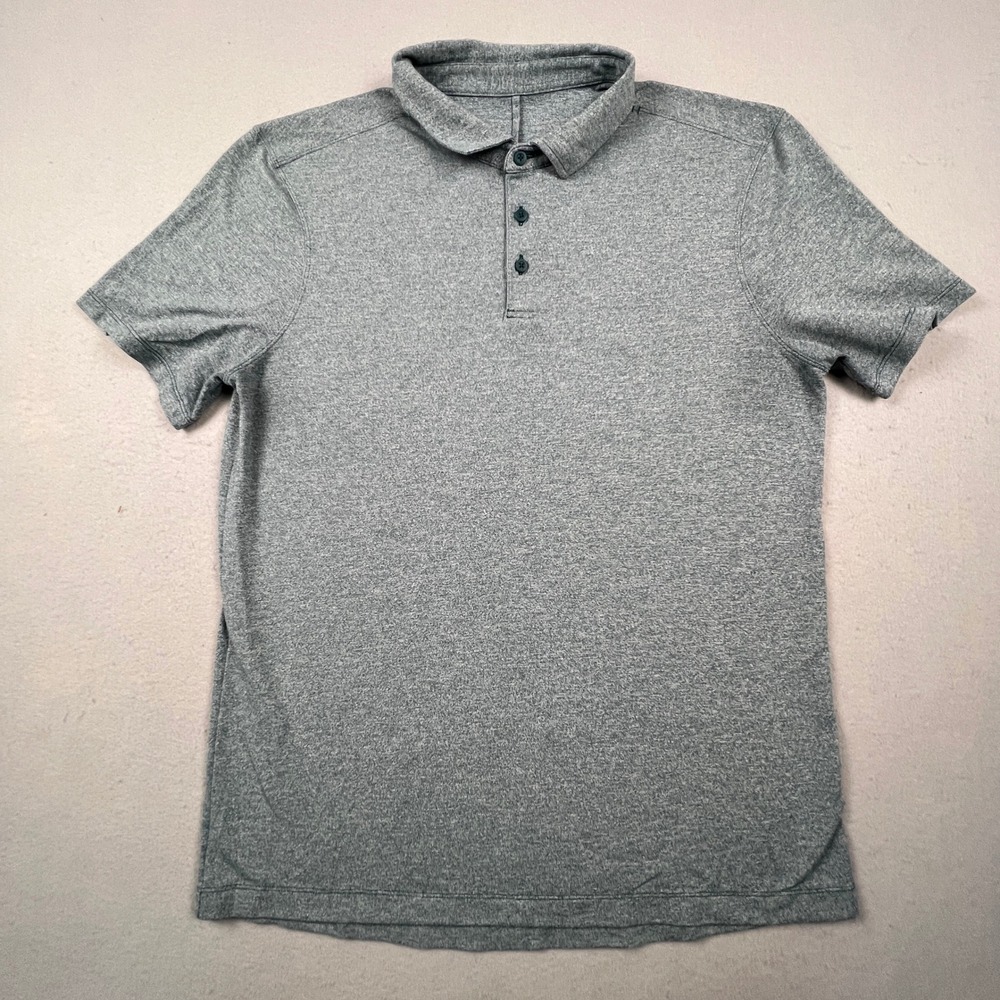 Lululemon Polo Shirt Mens XL Grey Heathered Short Sleeve Evolution Golf Top